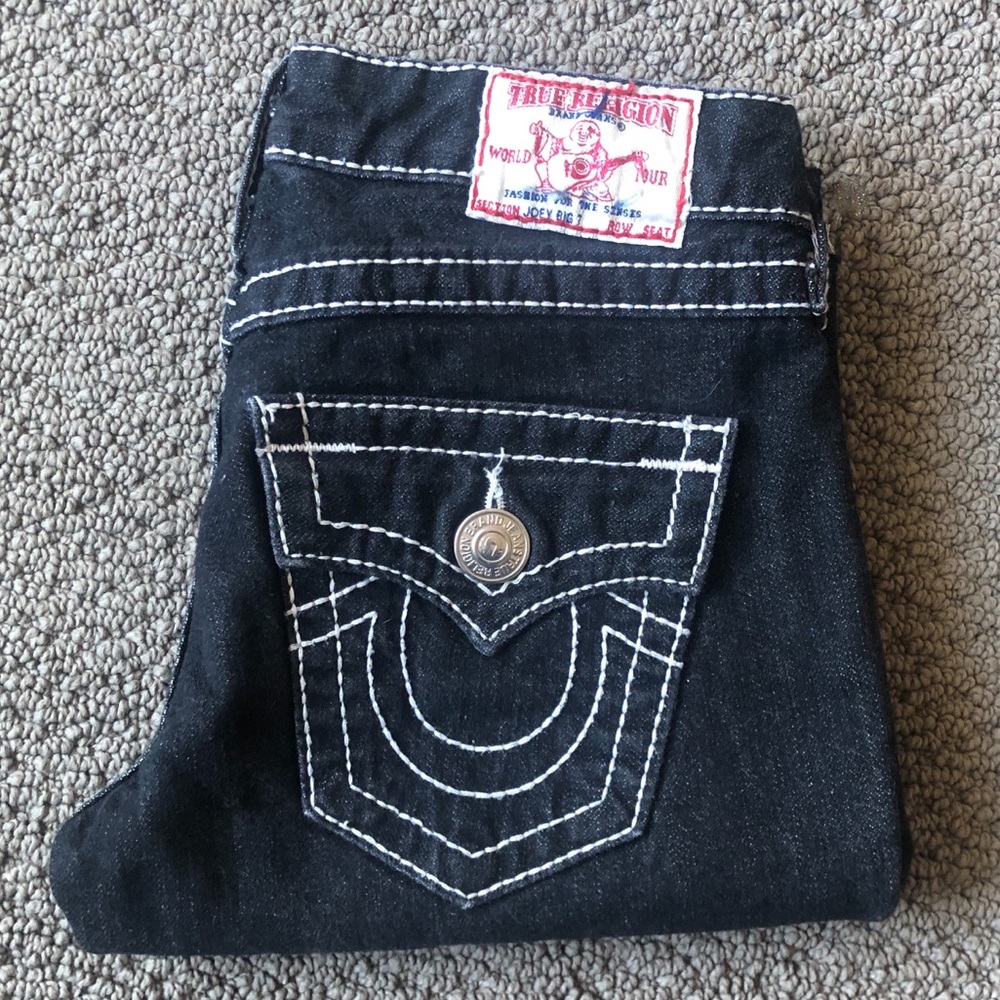 True Religion black jean shorts